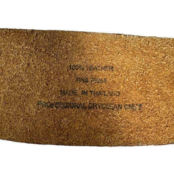 Boho Western Tooled Leather Stamped Belt One Size Brown Waist Snap Statement - Picture 5 of 5